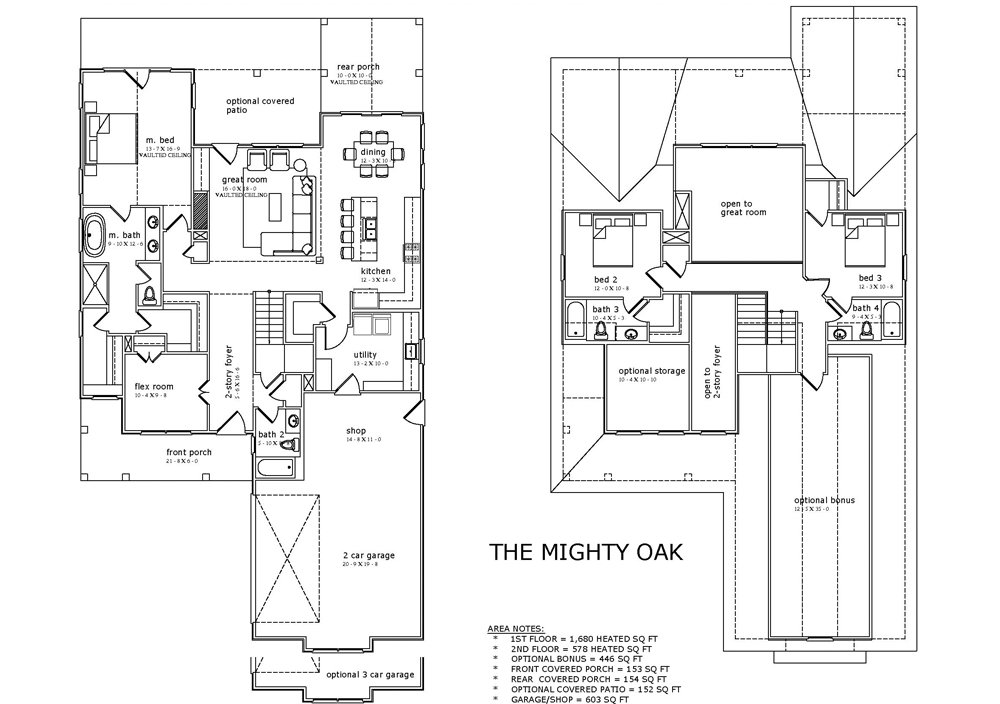 The Mighty Oak Floor Plan by Hidden Oaks Custom Homes